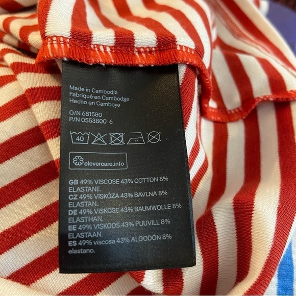 🛍️3/$30 H&M women’s  striped ruffled long sleeved shirt in size medium - Picture 12 of 15